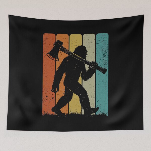 Item preview, Bigfoot Firefighter - Retro Sasquatch Carrying a Fire Axe designed and sold by gunaone-design.