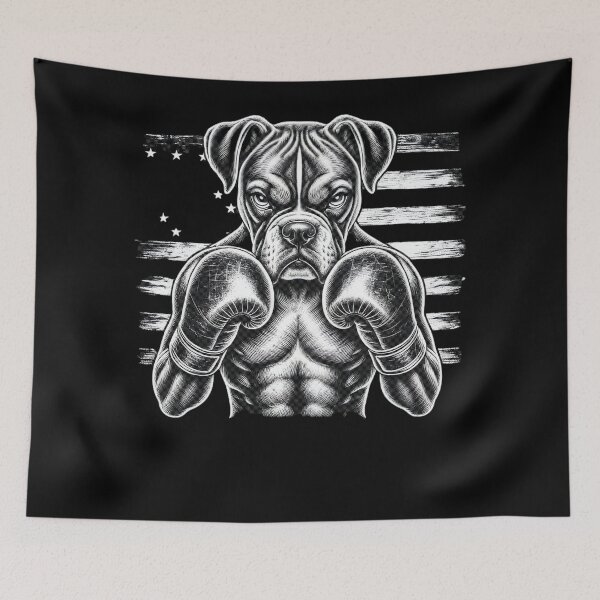 Item preview, Vintage Boxer Dog Boxing USA Line Art designed and sold by Petsthetic.