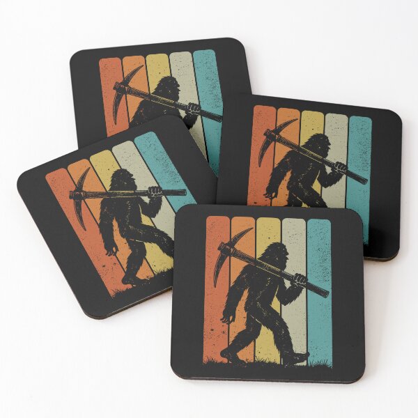 Item preview, Bigfoot Miner - Retro Sasquatch Carrying A Pickaxe designed and sold by gunaone-design.