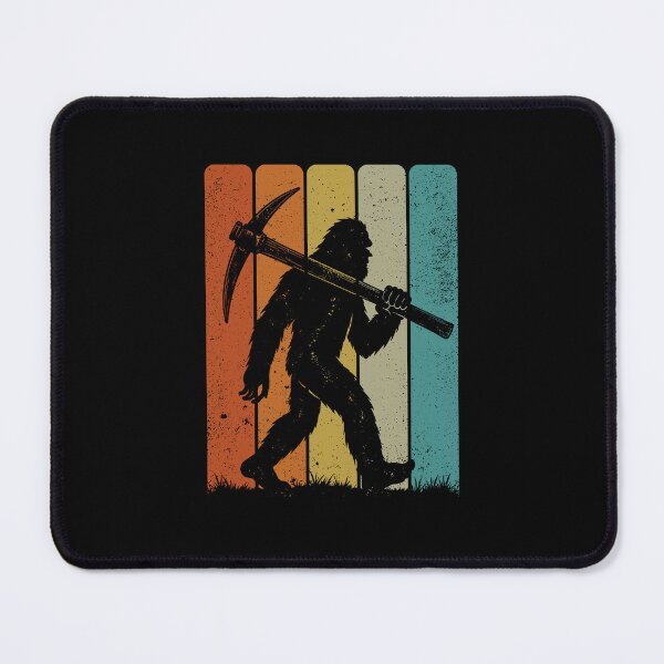 Item preview, Bigfoot Miner - Retro Sasquatch Carrying A Pickaxe designed and sold by gunaone-design.