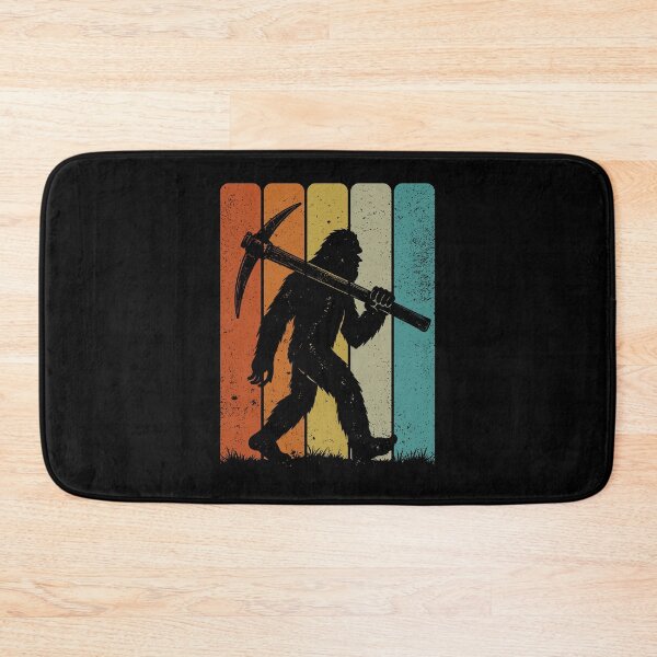 Item preview, Bigfoot Miner - Retro Sasquatch Carrying A Pickaxe designed and sold by gunaone-design.