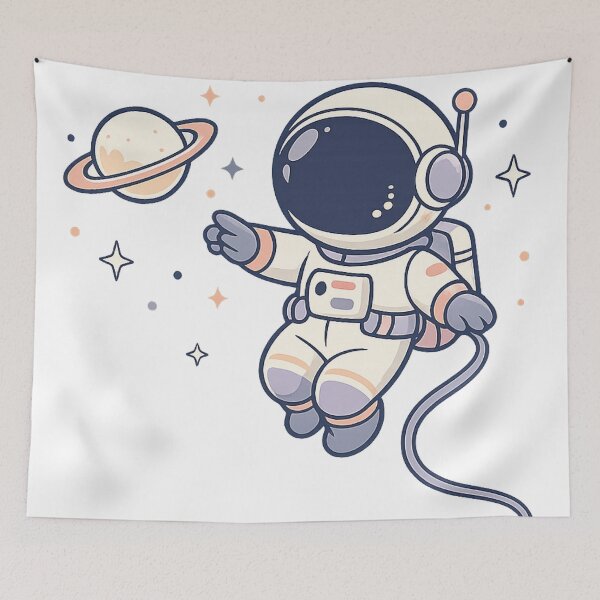 Item preview, Cute Floating Astronaut with Saturn designed and sold by ZIZO1991.