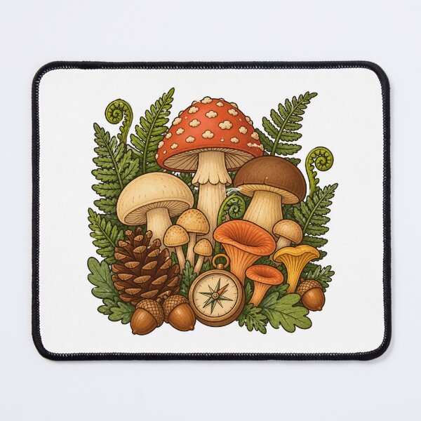 Item preview, Woodland Mushroom Compass Badge designed and sold by Tatsed.