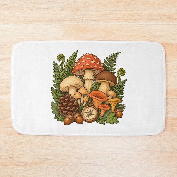 Item preview, Woodland Mushroom Compass Badge designed and sold by Tatsed.