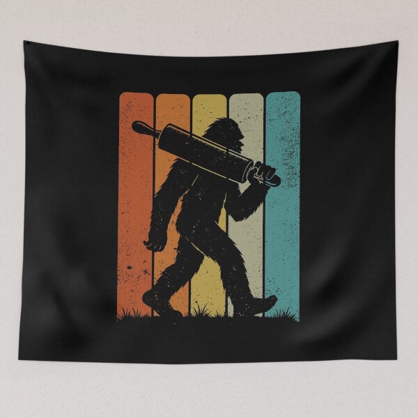 Item preview, Bigfoot Baker - Retro Sasquatch Carrying An Oversized Rolling Pin designed and sold by gunaone-design.