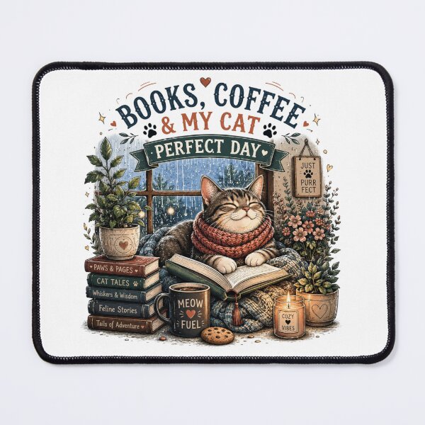 Item preview, Books, Coffee & My Cat | Cozy Reading Cat Vintage T-Shirt designed and sold by DMQ-Designs.