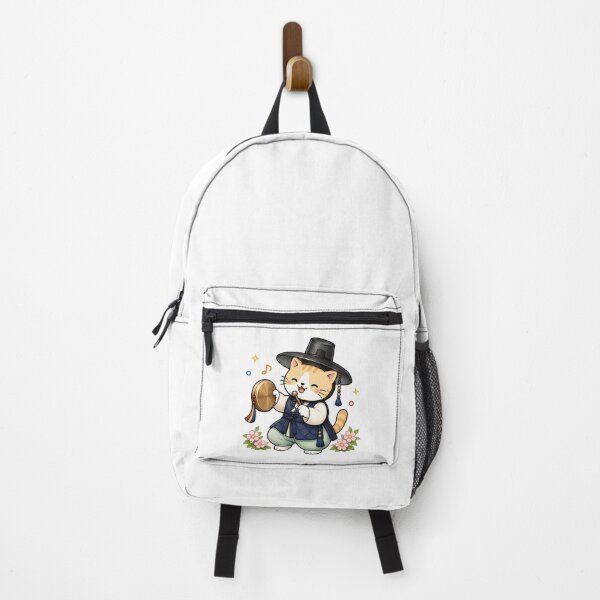 Item preview, Cute Korean Traditional Hanbok Cat Playing Kkwaenggwari Gong Illustration designed and sold by NoopnyangStudio.
