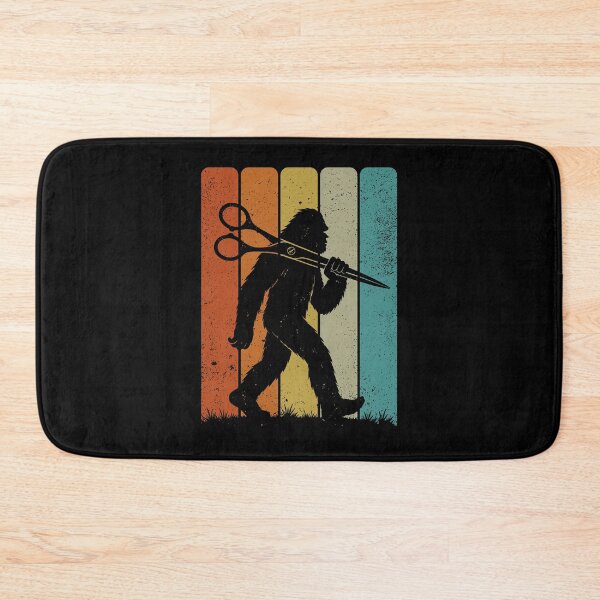 Item preview, Bigfoot Barber - Retro Sasquatch Carrying a Giant Scissors designed and sold by gunaone-design.