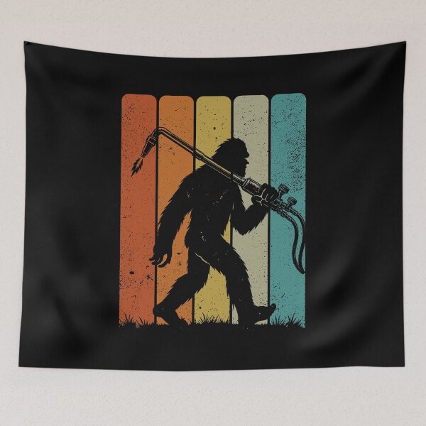 Item preview, Bigfoot Welder - Retro Sasquatch carrying a Giant Welding Torch designed and sold by gunaone-design.