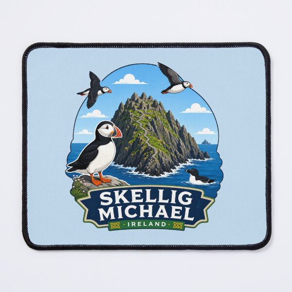 Item preview, Skellig Michael, Ireland - Puffins and Razorbill designed and sold by Myra365Art.