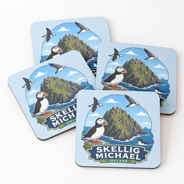 Item preview, Skellig Michael, Ireland - Puffins and Razorbill designed and sold by Myra365Art.