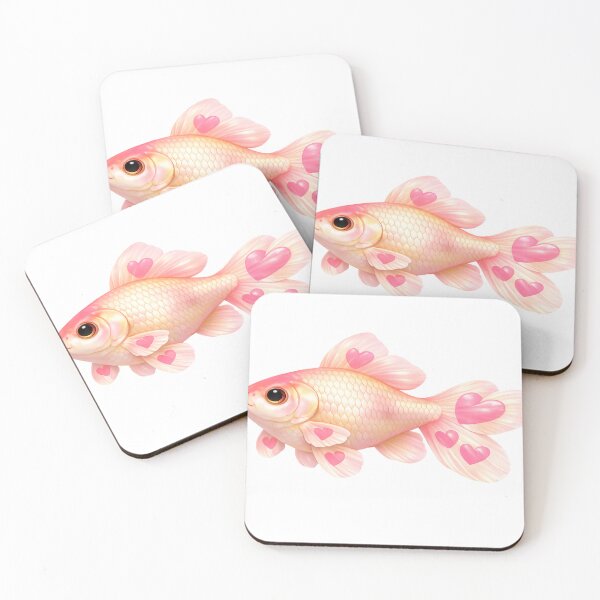 Item preview, Cute Pink Goldfish with Hearts Kawaii Art designed and sold by Mita986.