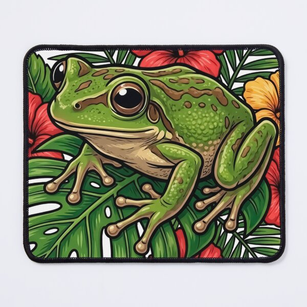 Item preview, Tropical Frog Among Hibiscus | Exotic Nature Illustration designed and sold by StudioBase.
