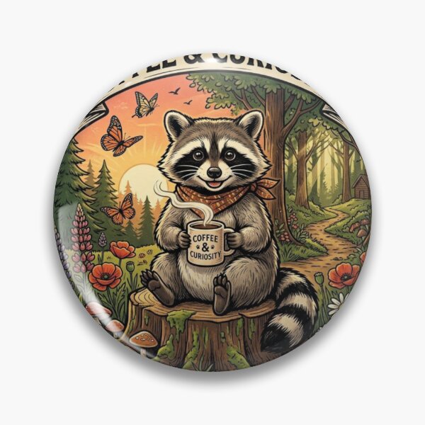 Item preview, Powered by Coffee & Curiosity Cute Raccoon Vintage Forest Illustration designed and sold by DMQ-Designs.