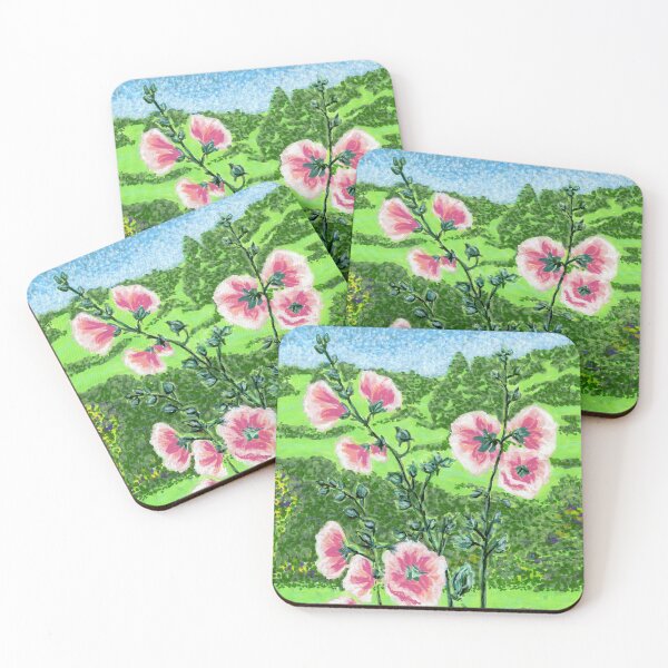 Item preview, Hollyhocks in an English Country Garden in Kingsley, Cheshire designed and sold by LymphomaLass.