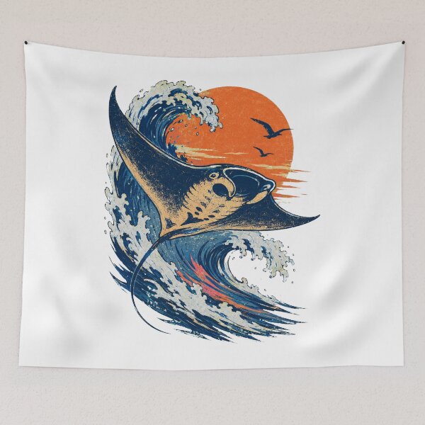 Item preview, Retro Manta Ray Ocean Wave designed and sold by Ora-kuro.
