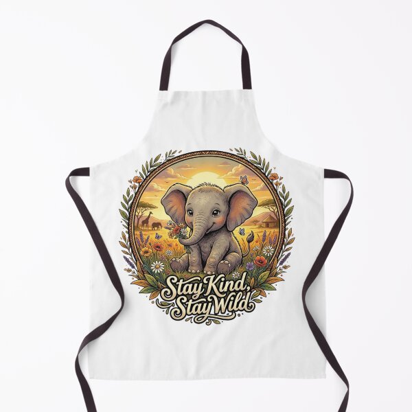 Item preview, Stay Kind Stay Wild Cute Baby Elephant Vintage Floral Savanna Sunset designed and sold by DMQ-Designs.