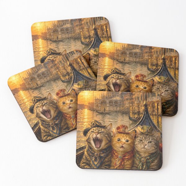 Item preview, Carnival in Venice: Three Cats in a Gondola at Sunset designed and sold by Natalia-Vlad.