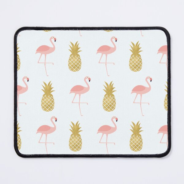 Item preview, Pink Flamingo & Gold Pineapple Tropical Pattern designed and sold by SideProjectSoc.
