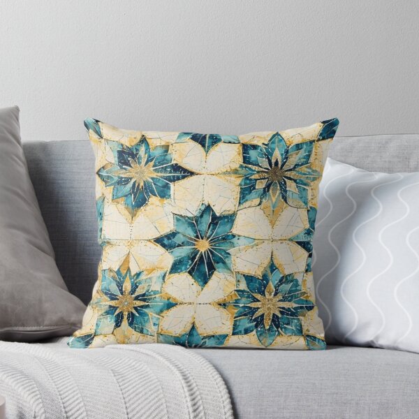 Item preview, Islamic Geometric Star Pattern Blue Gold Moroccan Tile Art designed and sold by Aditya Andri Purnama.