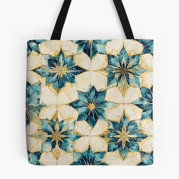 Item preview, Islamic Geometric Star Pattern Blue Gold Moroccan Tile Art designed and sold by Aditya Andri Purnama.