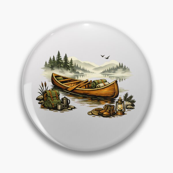 Item preview, Wooden canoe on a misty lake designed and sold by Daily Quirk.