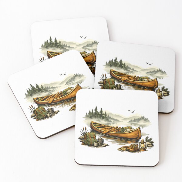Item preview, Wooden canoe on a misty lake designed and sold by Daily Quirk.
