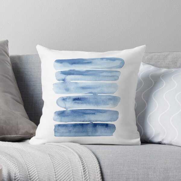 Watercolor Stripes Painting Throw Pillow