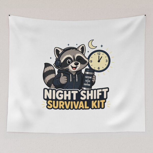 Item preview, Night Shift Survival Kit Cartoon designed and sold by Tatsed.