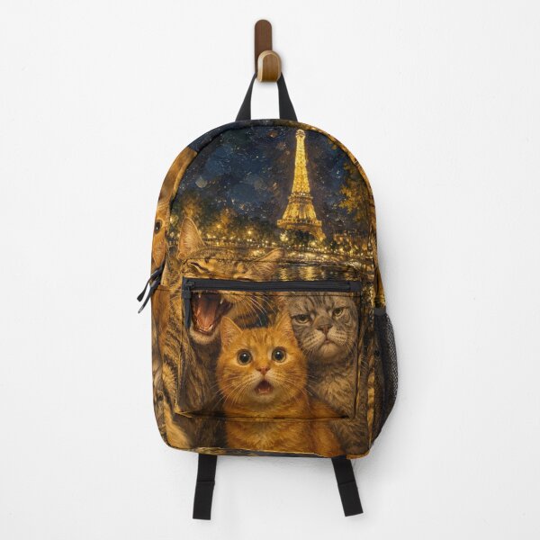 Item preview, Parisian Night: Selfie of the Three Cats under the Eiffel Tower designed and sold by Natalia-Vlad.