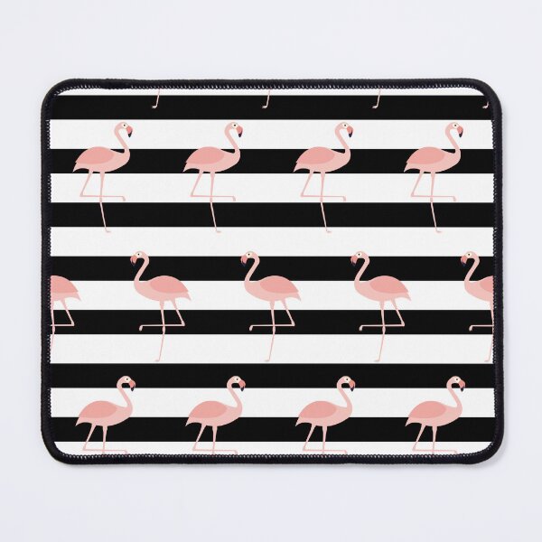 Item preview, Pink Flamingo Black & White Stripe Pattern | Preppy Tropical Seamless Design designed and sold by SideProjectSoc.
