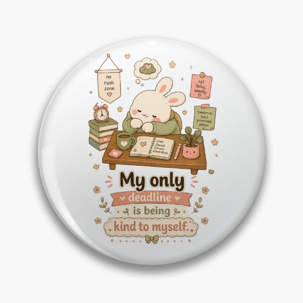 Item preview, My Only Deadline Is Being Kind to Myself Cute Bunny Kawaii designed and sold by LittleJoyStudio.Art.