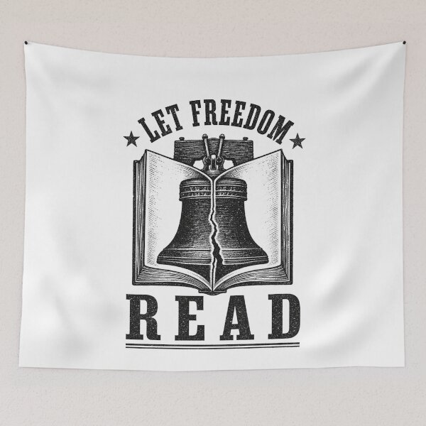 Item preview, Let Freedom Read Liberty Bell Vintage Woodcut Style Intellectual Freedom Art designed and sold by The Junto Shop.