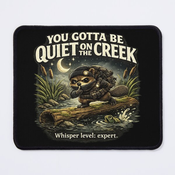 Item preview, You Gotta Be Quiet on the Creek – Stealth Raccoon Meme designed and sold by getpressedshirt.