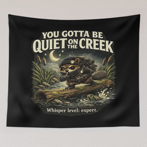 Item preview, You Gotta Be Quiet on the Creek – Stealth Raccoon Meme designed and sold by getpressedshirt.