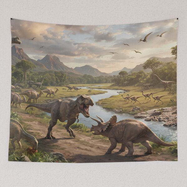 Item preview, Blue Tyrannosaurus Rex Dinosaur World Jurassic Landscape Art designed and sold by ART ATTACK ZONE.