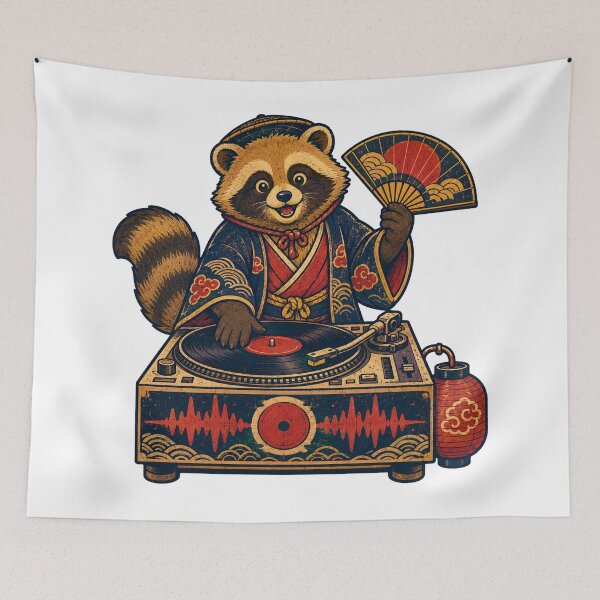 Item preview, Japanese Raccoon DJ designed and sold by Ora-kuro.