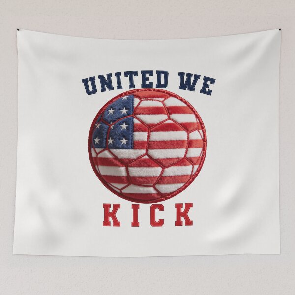 Aperçu de l'œuvre Écusson United We Kick - Ballon de football 3D en chenille des États-Unis créée et vendue par thelexiverse.
