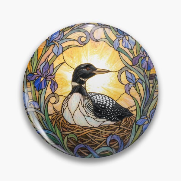 Item preview, Stained Glass Style Art Deco Loon on a Nest designed and sold by Tridentulus.