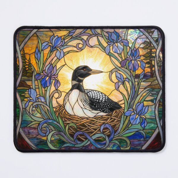 Item preview, Stained Glass Style Art Deco Loon on a Nest designed and sold by Tridentulus.