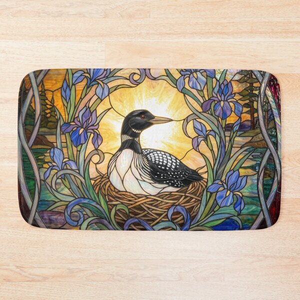 Item preview, Stained Glass Style Art Deco Loon on a Nest designed and sold by Tridentulus.