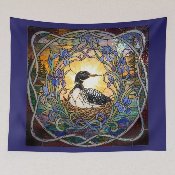 Item preview, Stained Glass Style Art Deco Loon on a Nest designed and sold by Tridentulus.