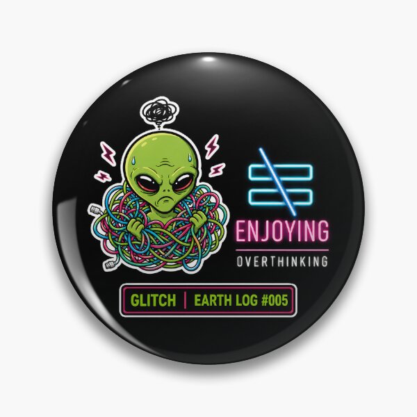 Item preview, Overthinking Not Enjoying Alien Glitch Sticker designed and sold by AlienWorldArt.