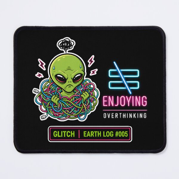 Item preview, Overthinking Not Enjoying Alien Glitch Sticker designed and sold by AlienWorldArt.
