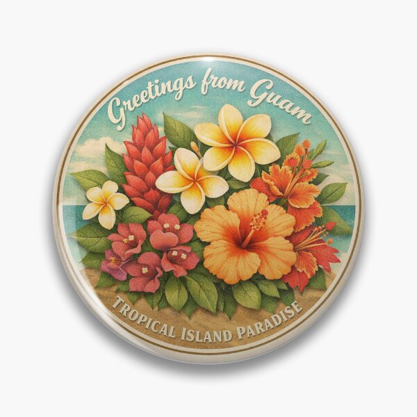 Item preview, Vintage Guam Botanical Island Badge – Tropical Floral Sticker designed and sold by SachaMuru.