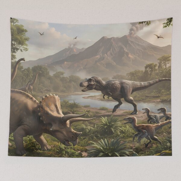 Item preview, Green Tyrannosaurus Rex Dinosaur World Jurassic Landscape Art designed and sold by ART ATTACK ZONE.