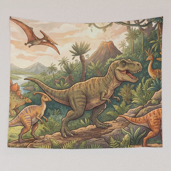 Item preview, Orange Tyrannosaurus Rex Dinosaur World Jurassic Landscape Art designed and sold by ART ATTACK ZONE.