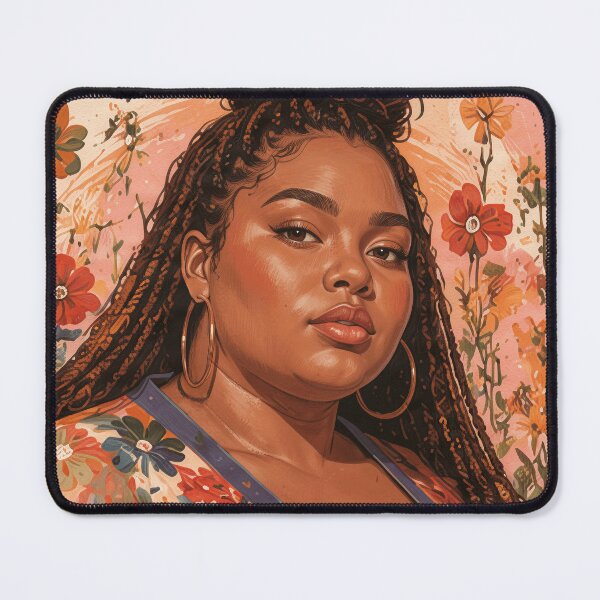 Item preview, Plus Size Black Woman Portrait with Braided Hair and Floral Pattern designed and sold by AgnieshkaSiwek.