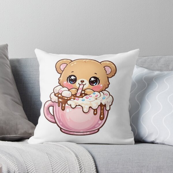 Item preview, Tiny Teddy Bear Drinking Hot Chocolate Kawaii Sticker | Cute Marshmallow Bear designed and sold by Sidra digital art 8277237.