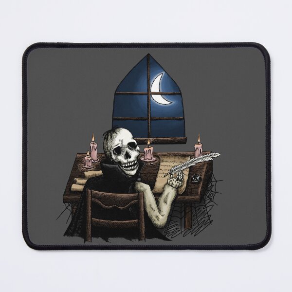 Item preview, Skeletal author writing in front of a window designed and sold by Myriam Plante - artiste et auteure.